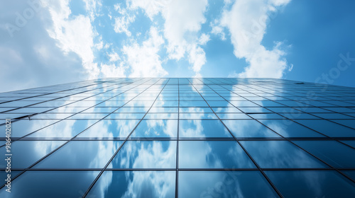 Sky Reflection on Glass Skyscraper Facade