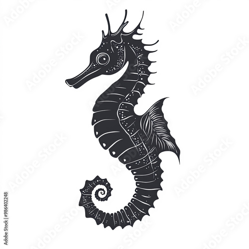 Seahorse Silhouette, Illust...