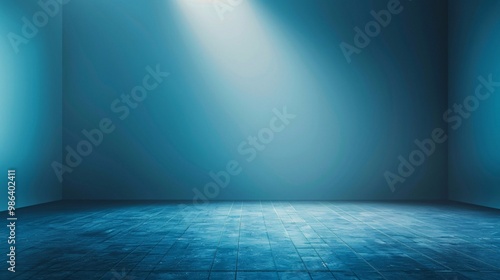 Perspective floor backdrop blue room studio with light