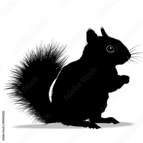 Squirrel Silhouette, Illust...