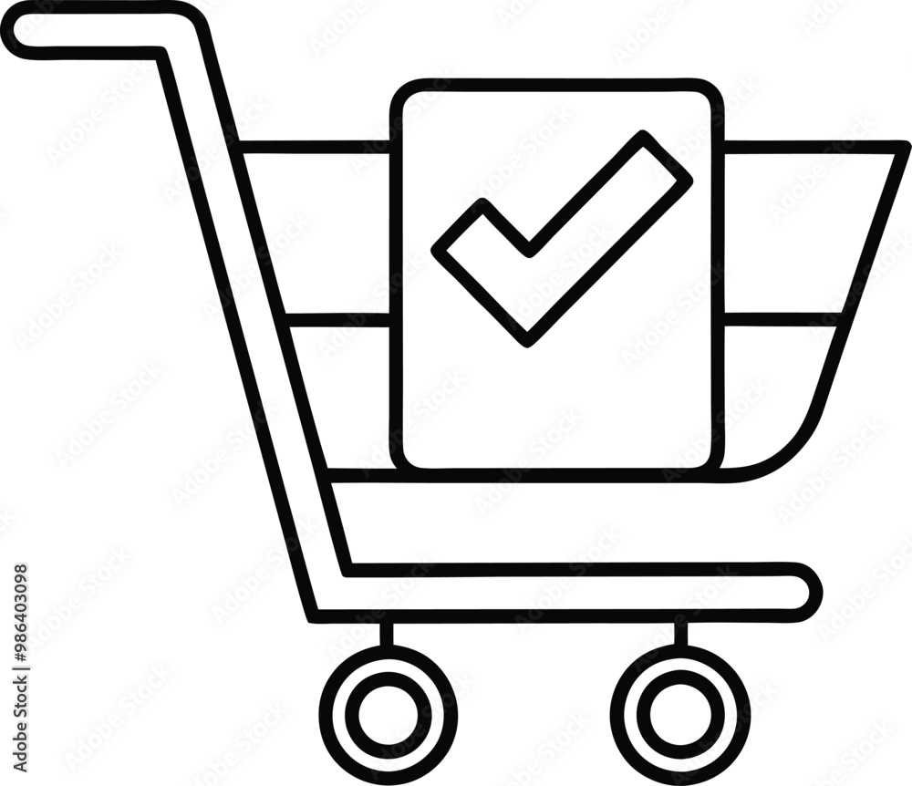 Item in Cart with Checkmark Vector Illustration for Online Shopping
