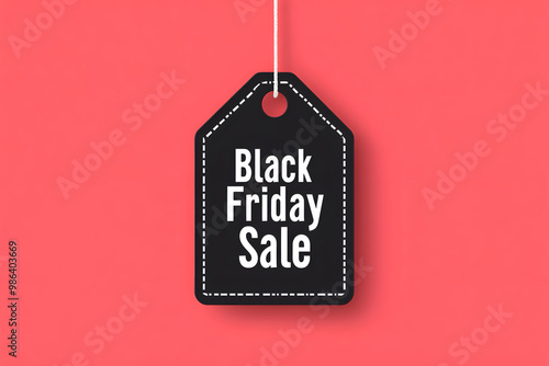 Price tag on a red background. Banner for Black Friday or seasonal sale. Sale template with copy space. Christmas sale. 