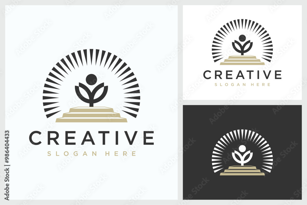 Fototapeta premium Leader Design Inspiration With Sun Shadow. Leader Vector Logo Design Template With Sun Shadow, Leader Logo Design Vector Illustration With Sun Shadow