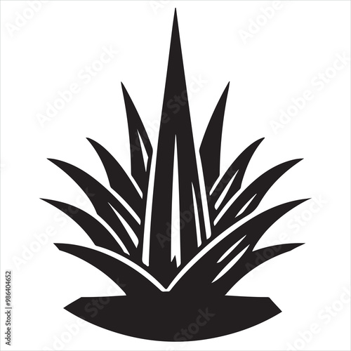 Aloe vera icon silhouette on white background 