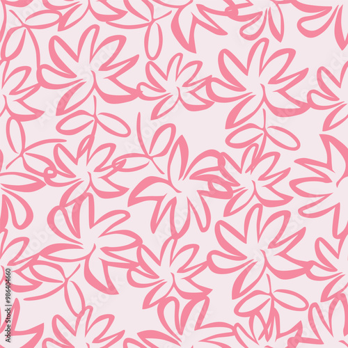 Wallpaper Mural pattern, seamless, wallpaper, vector, vintage, texture, flower, illustration, design, floral, art, decoration, ornament, paper, decor, pink, damask, retro, tile, style, color, leaf, old, brown,  Torontodigital.ca