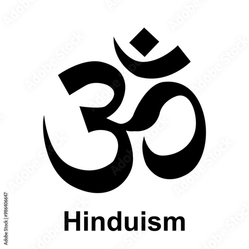Om symbol. Used in meditations and rituals, as well as in spiritual and philosophical contexts to denote deep concepts being, harmony and divine unity. Religion of Buddhism and Hinduism.