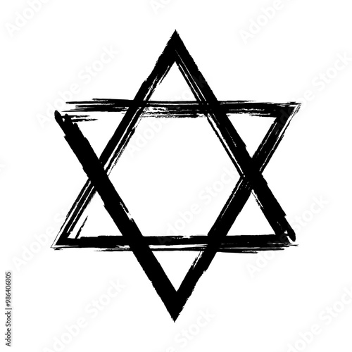 Star David. Judaism symbol. Six pointed geometric star. Symbol of interaction between heaven and earth, spiritual and material. Hexagram figure.