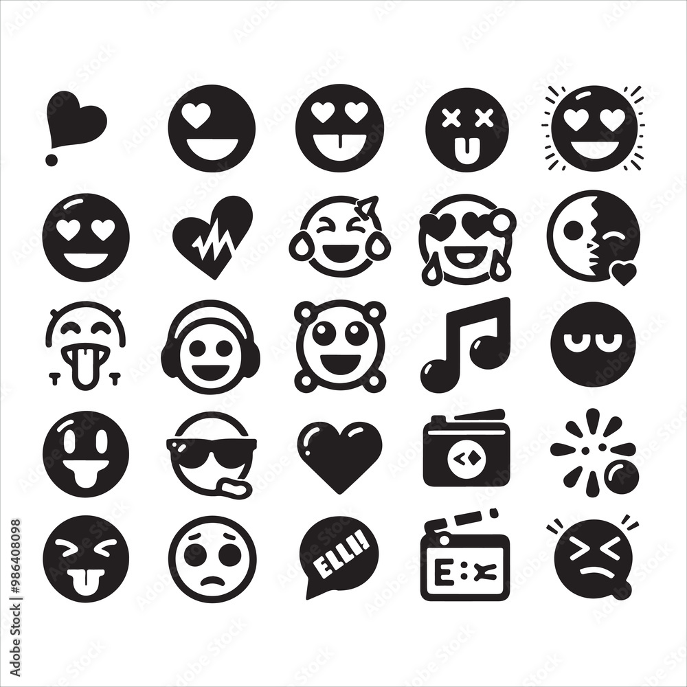 Emoji icon silhouette on white background
Emoji icon silhouette on white background