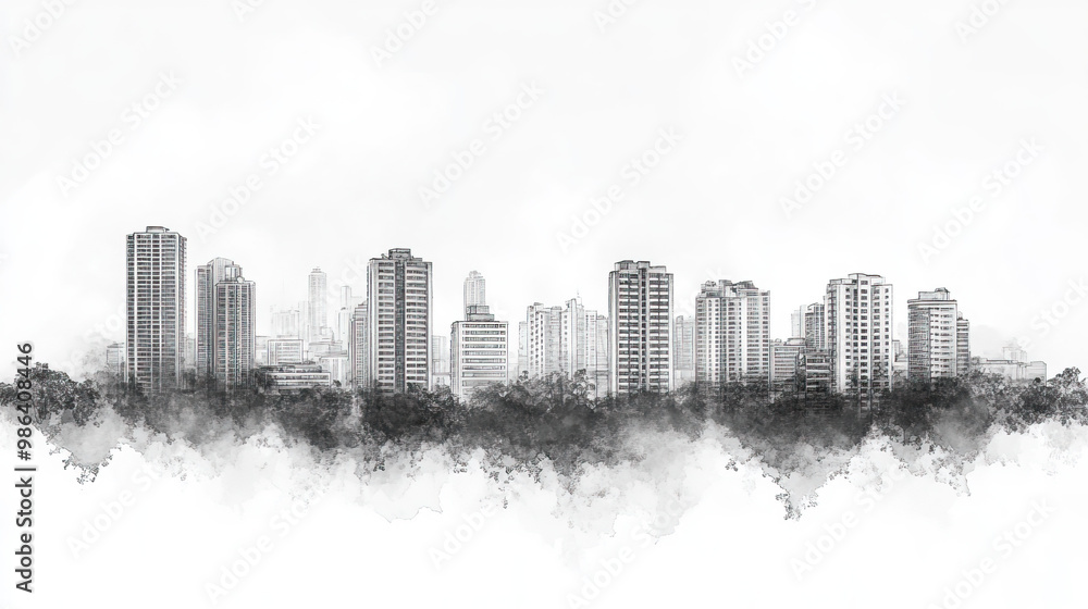 Obraz premium San Fernando, Philippines, black and white pen pencil hand-drawn effect drawing illustration for travel poster, card, wallpaper, backdrop or banner. Modern, clear, artistic and simple