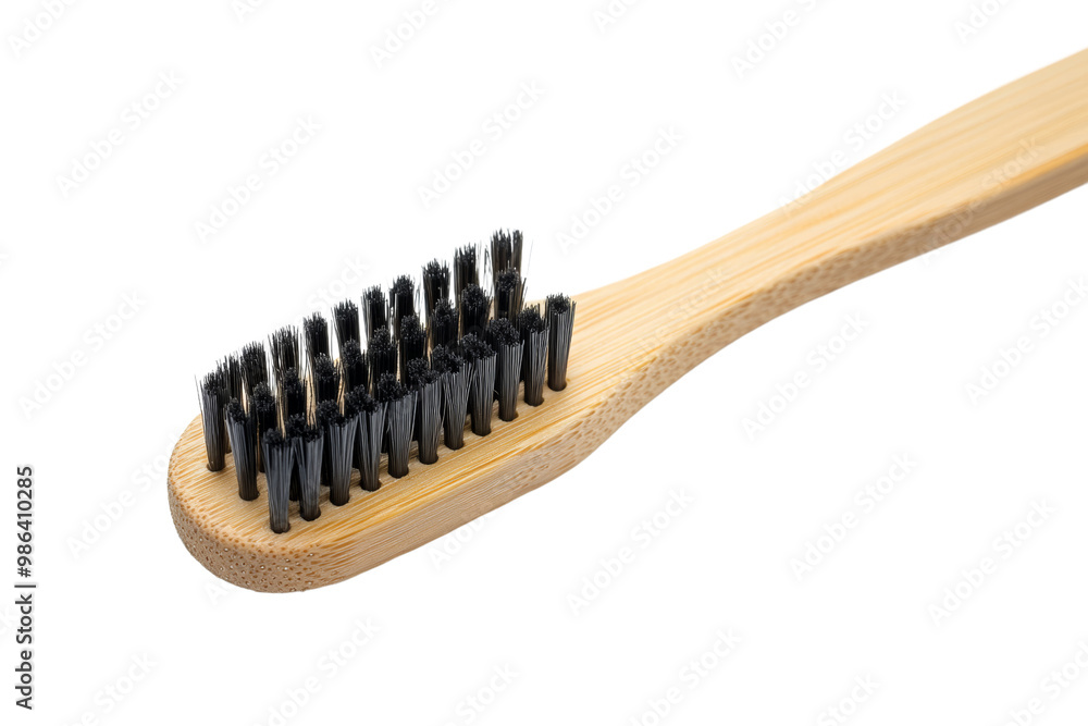 Natural bamboo toothbrush with charcoal bristles, sustainable oral care,Isolated on transparent background Natural bamboo toothbrush with charcoal bristles, sustainable oral care,Isolated on transparent background