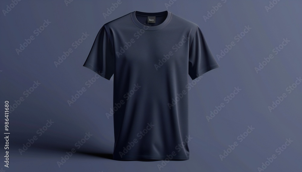 A basic navy blue t-shirt mockup shown from the front A basic navy blue t-shirt mockup shown from the front