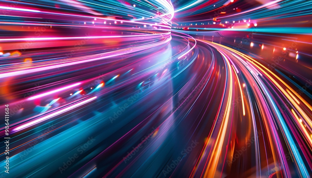 Dynamic light trails in a modern abstract pattern, ideal for banners or posters Dynamic light trails in a modern abstract pattern, ideal for banners or posters