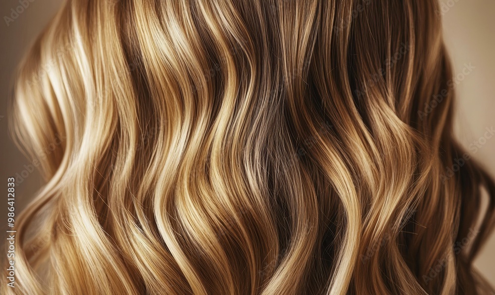 Close up of blonde and brown wavy hair. Close up of blonde and brown wavy hair.