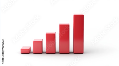 3D render of a simple bar graph going up, isolated on a white background