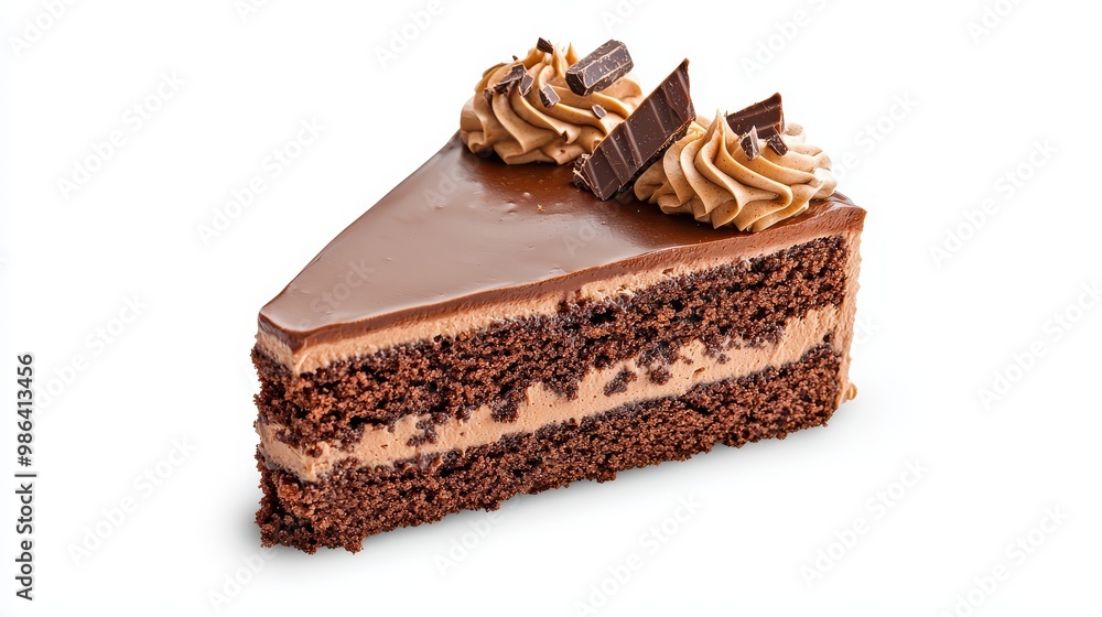 Delicious Chocolate Cake Slice with Cream and Toppings Delicious Chocolate Cake Slice with Cream and Toppings