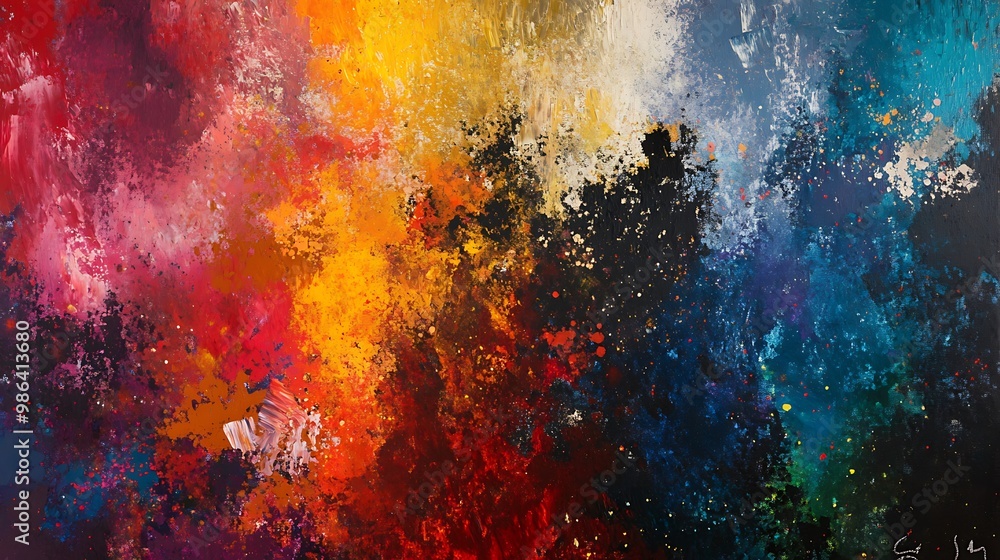 Fototapeta premium Abstract Painting with Bold Colors and Texture