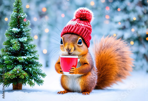 Squirrel Drinking Cocoa In The Forest At 21-9-2024