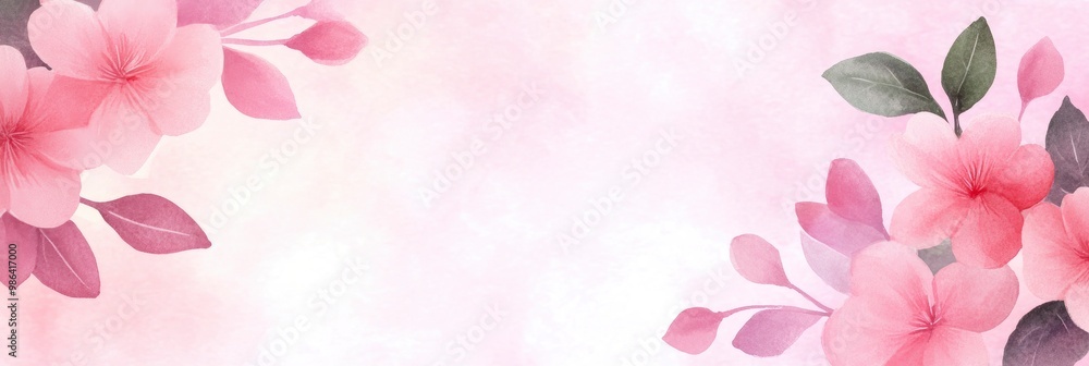 Fototapeta premium Mauve pink paper with burgundy highlights, blush pink background texture, and watercolour blotches and stains on the border Mother's Day, Valentine's Day, and love colour.
