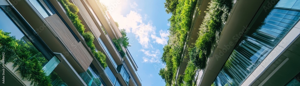 Green Sustainable Modern Architecture Building Exterior with Plants and Balcony Green Sustainable Modern Architecture Building Exterior with Plants and Balcony
