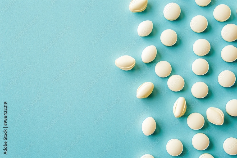 Abstract minimal concept of drugs on blue background. Abstract minimal concept of drugs on blue background.