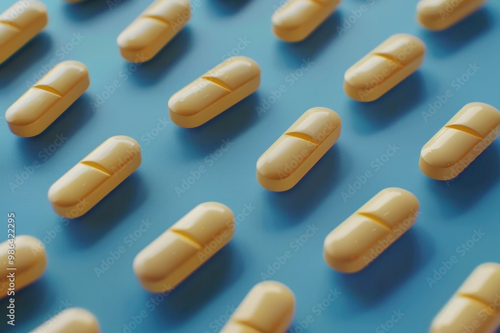 Abstract minimal concept of drugs on blue background. Abstract minimal concept of drugs on blue background.