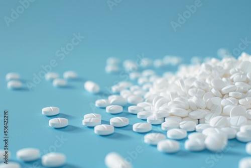 Abstract minimal concept of drugs on blue background.