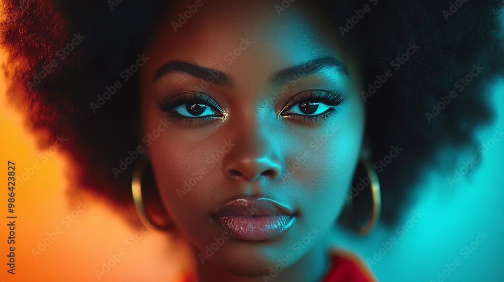 high key portrait of a black african american girl in a seventies psychedelic dreamscape style, showcasing vibrant and colorful retro fashion with a funky and artistic aesthetic high key portrait of a black african american girl in a seventies psychedelic dreamscape style, showcasing vibrant and colorful retro fashion with a funky and artistic aesthetic