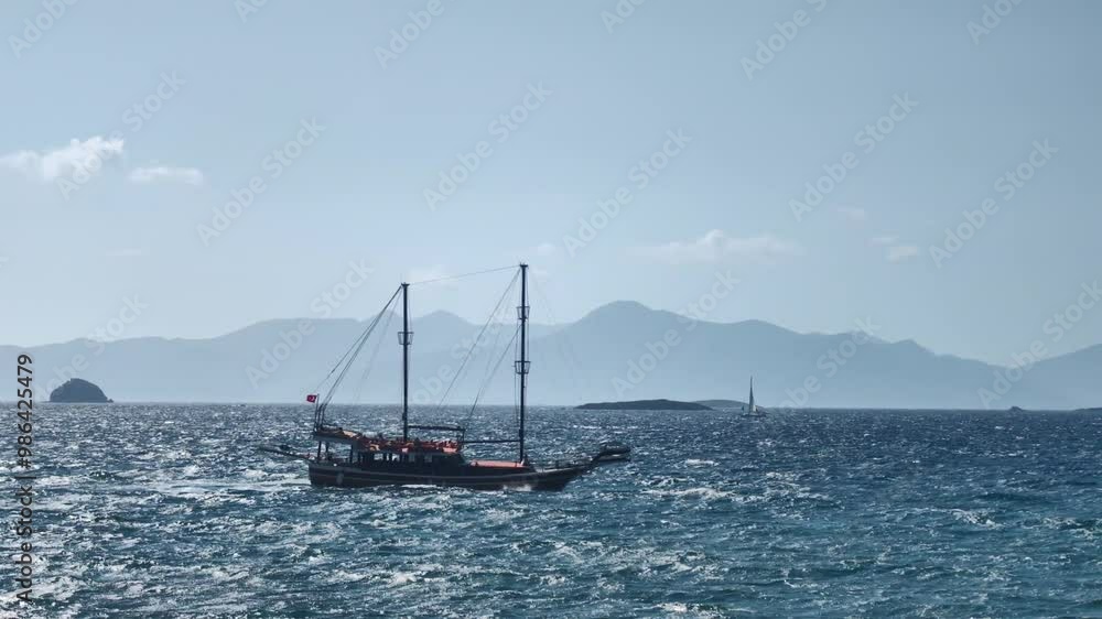 sailing boat in the sea. Turgutreis, Bodrum sailing boat in the sea. Turgutreis, Bodrum