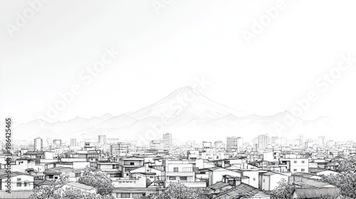 Soyapango, El Salvador, black and white pen pencil hand-drawn effect drawing illustration for travel poster, card, wallpaper, backdrop or banner. Modern, clear, artistic and simple