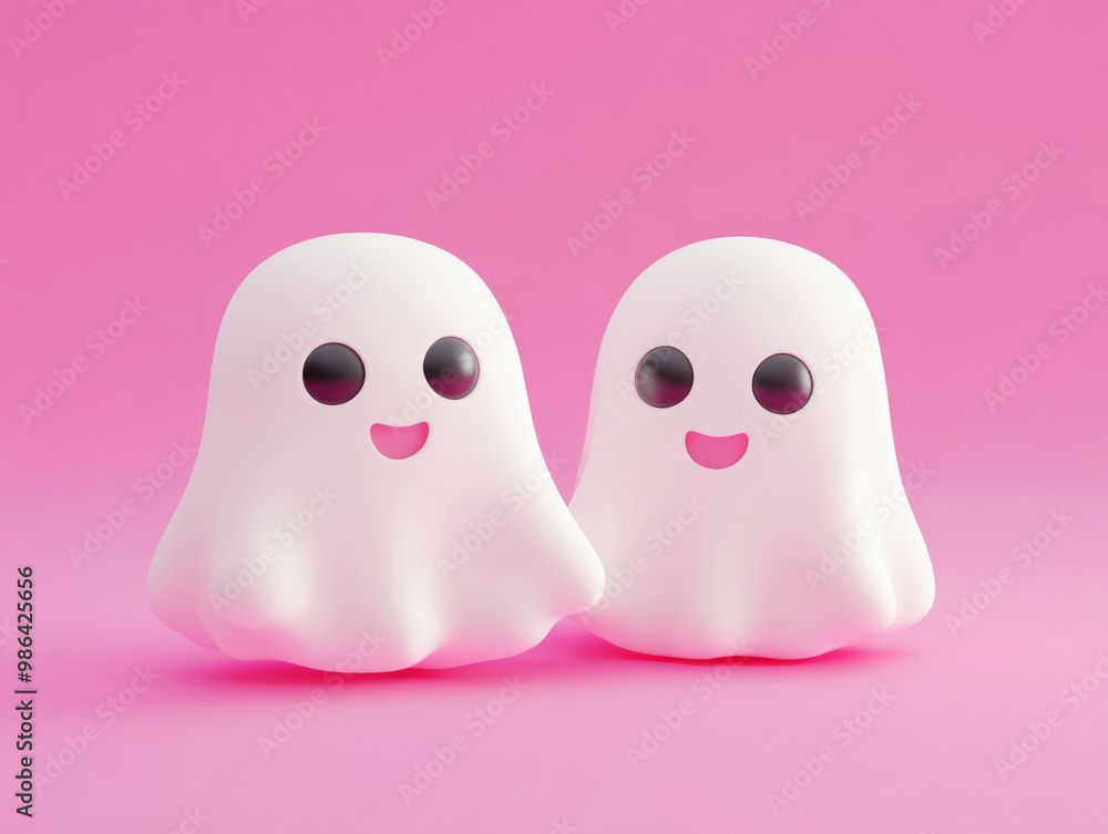 A charming and friendly 3D rendered ghost character A charming and friendly 3D rendered ghost character