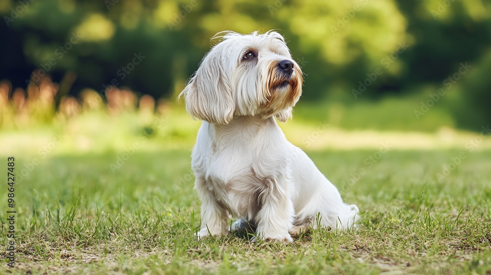 A playful Petit Basset Griffon Vendeen sitting on a , showcasing its distinctive wiry coat and expressive eyes A playful Petit Basset Griffon Vendeen sitting on a , showcasing its distinctive wiry coat and expressive eyes