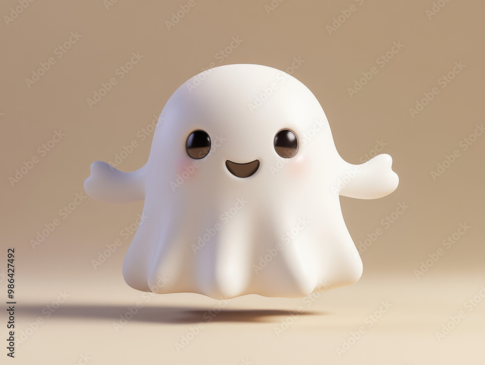 A charming and friendly 3D rendered ghost character A charming and friendly 3D rendered ghost character