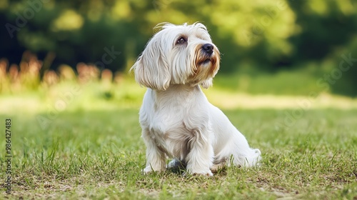 A playful Petit Basset Griffon Vendeen sitting on a , showcasing its distinctive wiry coat and expressive eyes