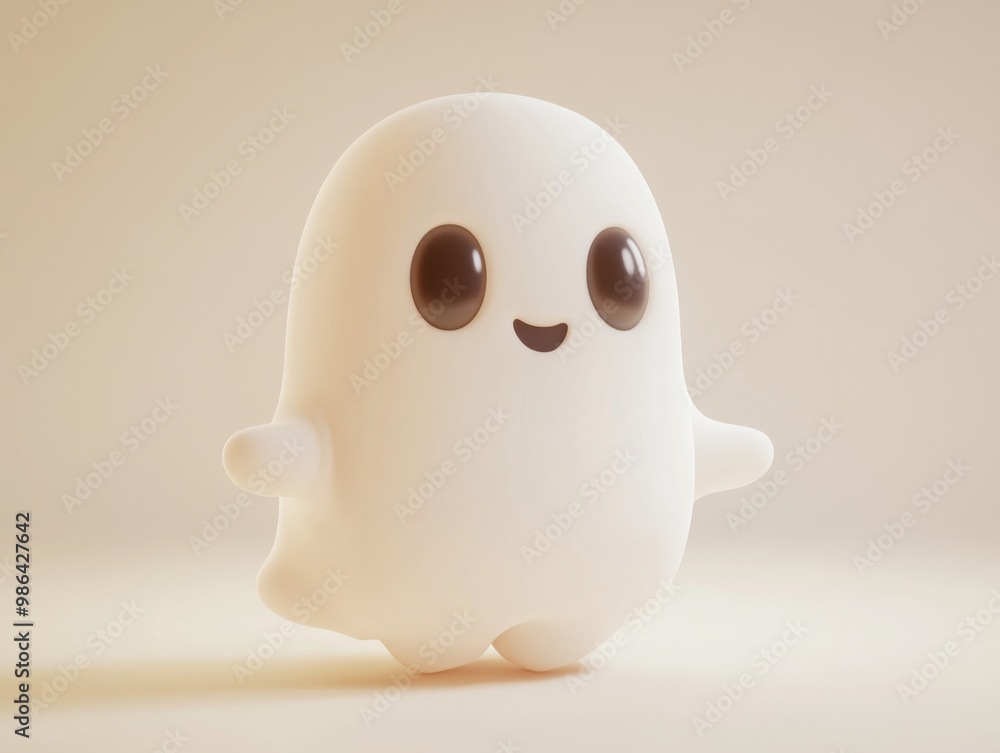 A charming and friendly 3D rendered ghost character A charming and friendly 3D rendered ghost character