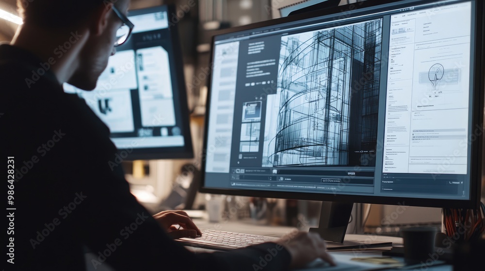 Designer drawing website development wireframe. Designer drawing website development wireframe.