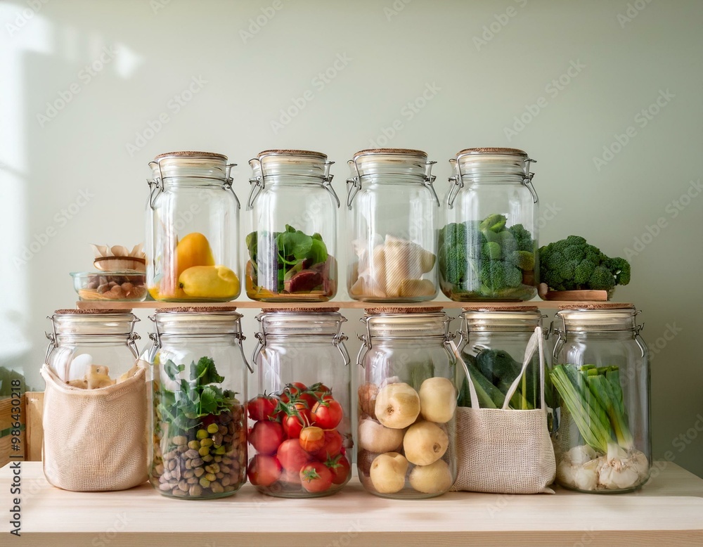 Nachhaltige Küche mit Zero-Waste-Lösungen und Glasbehältern Nachhaltige Küche mit Zero-Waste-Lösungen und Glasbehältern