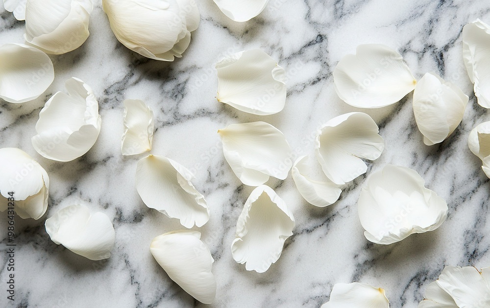 Elegant white flowers with gold accents on dark marble surface for sophisticated decor Elegant white flowers with gold accents on dark marble surface for sophisticated decor