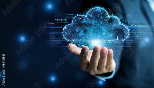 Person hand holding a virtual cloud representing how digital transformation is accelerating as businesses adopt cloud-based solutions to enhance agility and streamline operations