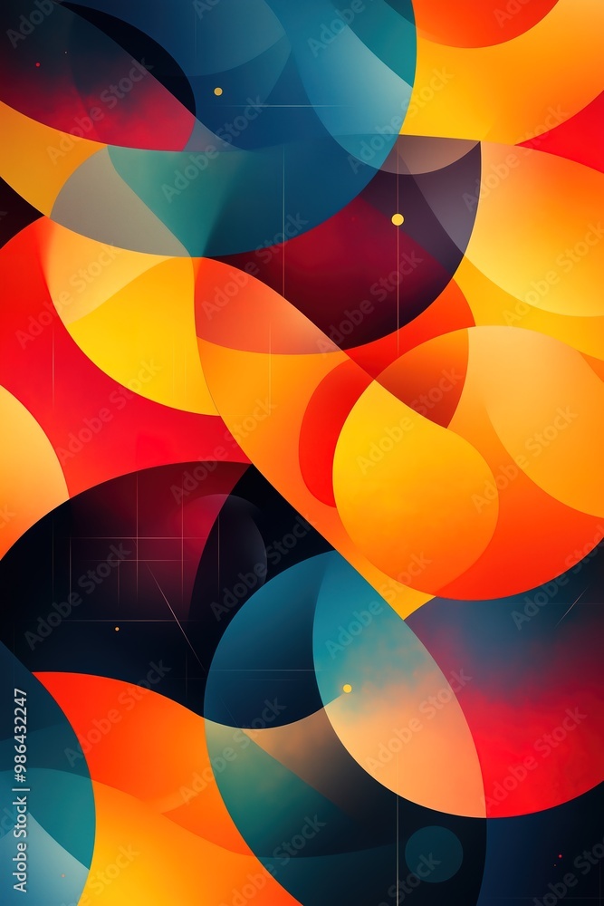 Obraz premium Abstract geometric shapes in vibrant colors create a dynamic, modern background.