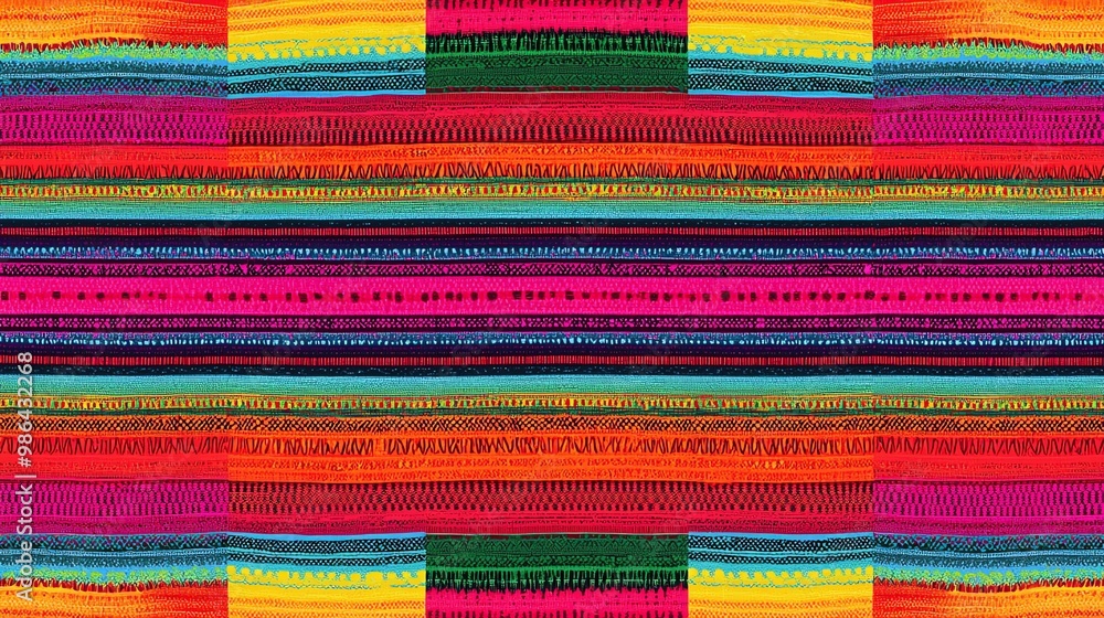 Vibrant multicolored striped pattern showcasing bright hues and bold designs for textile or decorative use. Vibrant multicolored striped pattern showcasing bright hues and bold designs for textile or decorative use.