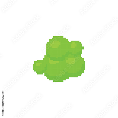 Pixel art green bush illustration. Minimalistic bush design in retro pixelated style