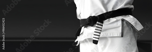 Brazilian Jiu jitsu black belt bjj web banner with copy space background	