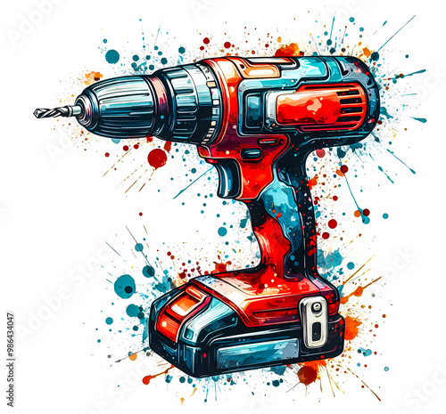 A Drill Clipart watercolor vector painting art illustration
 photo