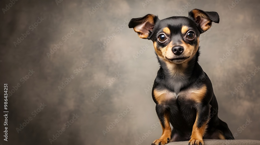 A playful Chiweenie dog sitting on a , showcasing its unique blend of Chihuahua and Dachshund features A playful Chiweenie dog sitting on a , showcasing its unique blend of Chihuahua and Dachshund features
