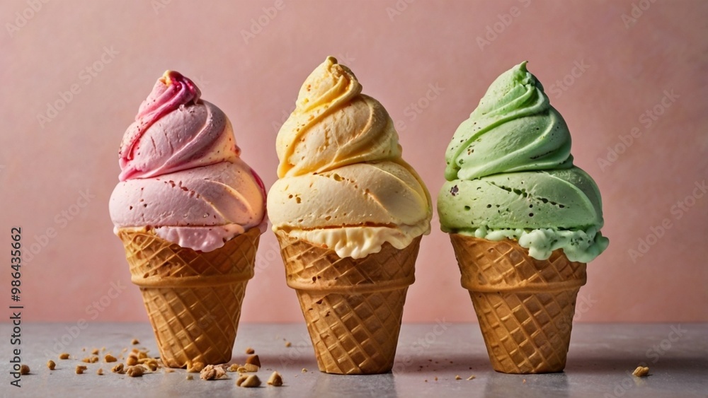 Ice cream cone with two flavors Ice cream cone with two flavors