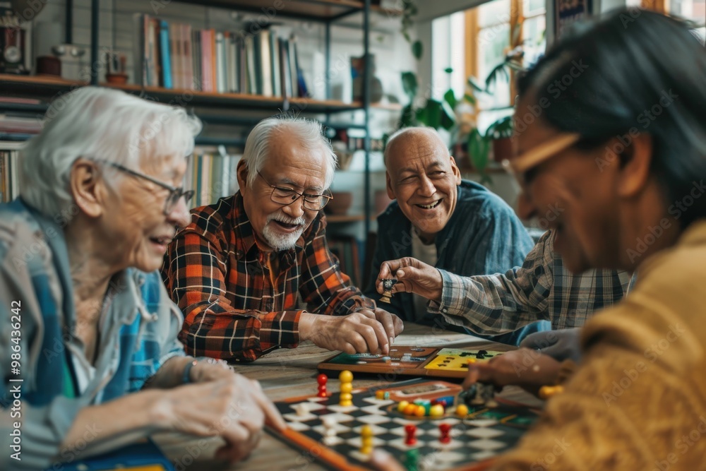 A group of older people are playing a game of chess, generative ai image A group of older people are playing a game of chess, generative ai image