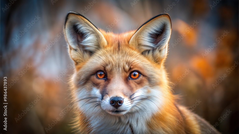 Close-Up of Red Fox with Intense Eyes, Autumn Wildlife Scene Close-Up of Red Fox with Intense Eyes, Autumn Wildlife Scene