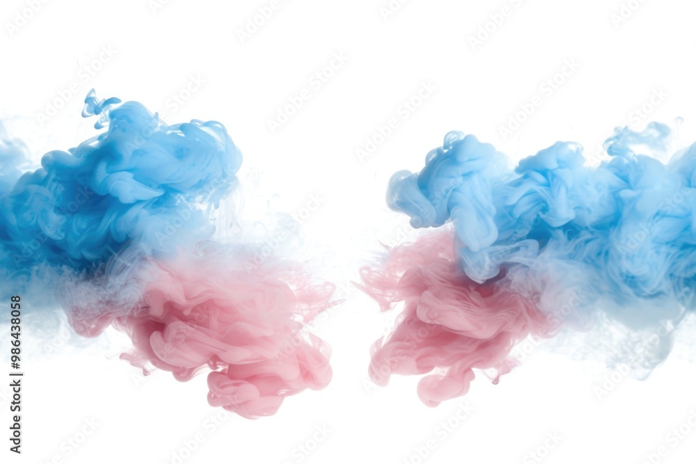 Fototapeta premium Blue and pink smoke isolated on a white background.