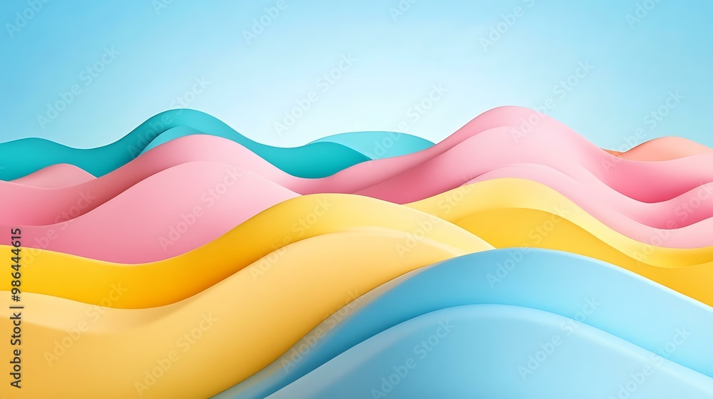 Fototapeta premium Abstract Colorful Wavy Hills Background