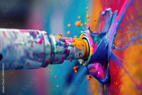 Tube spraying colored paint photo